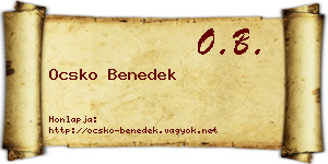 Ocsko Benedek névjegykártya